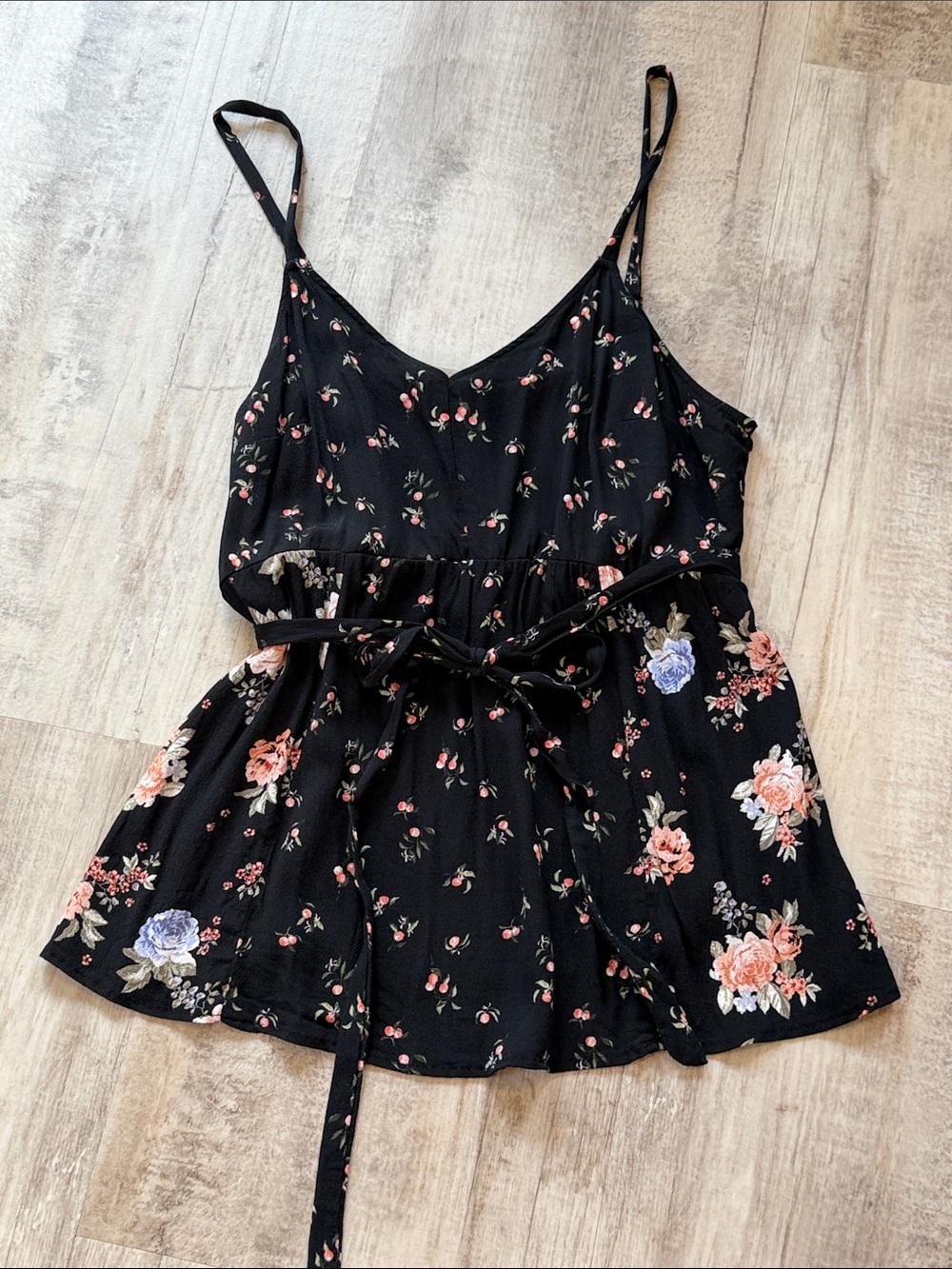 torrid Black Floral Tie-Waist Camisole